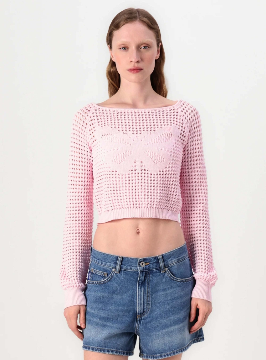 HUGO Cropped Knit Summery_B - Light Pink