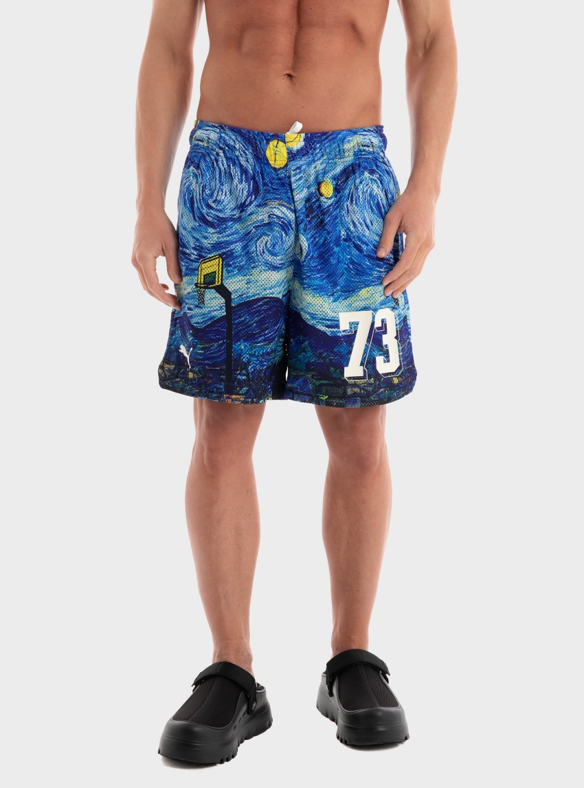 PUMA Dylan Exhibit 7" AOP Shorts - Blue