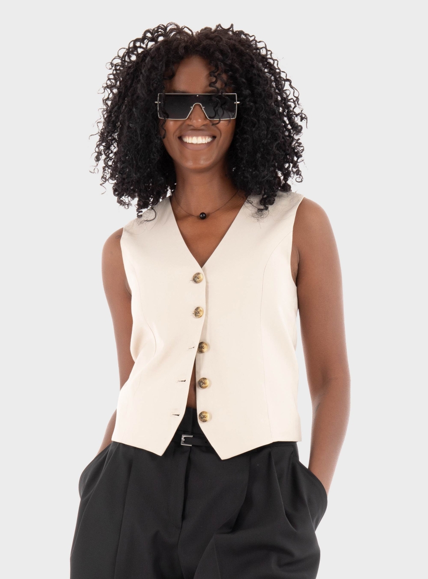 Only Iris Aris Waistcoat - Pumice Stone