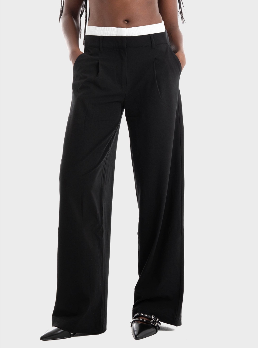 Only Merryn Mid Waist Boxer Wide Pants - Black