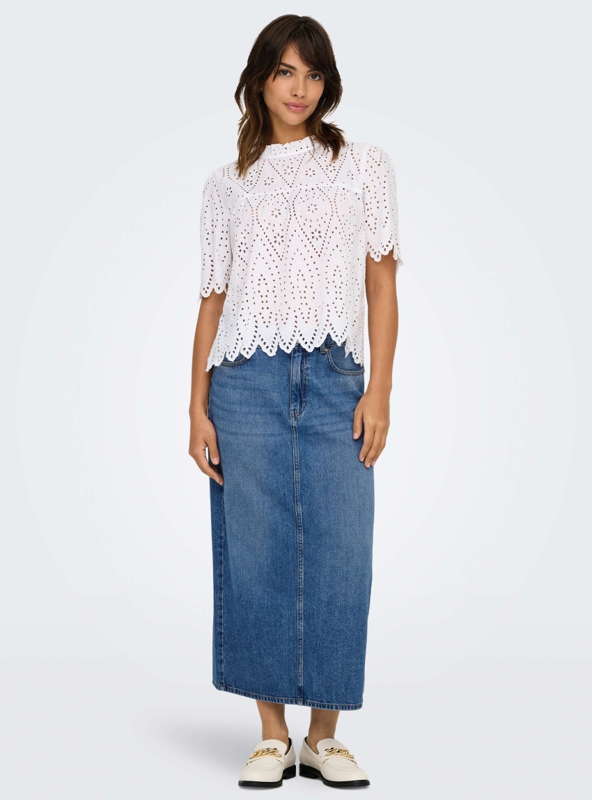 Only Lumi Midi Back Slit Skirt - Medium Aged Denim