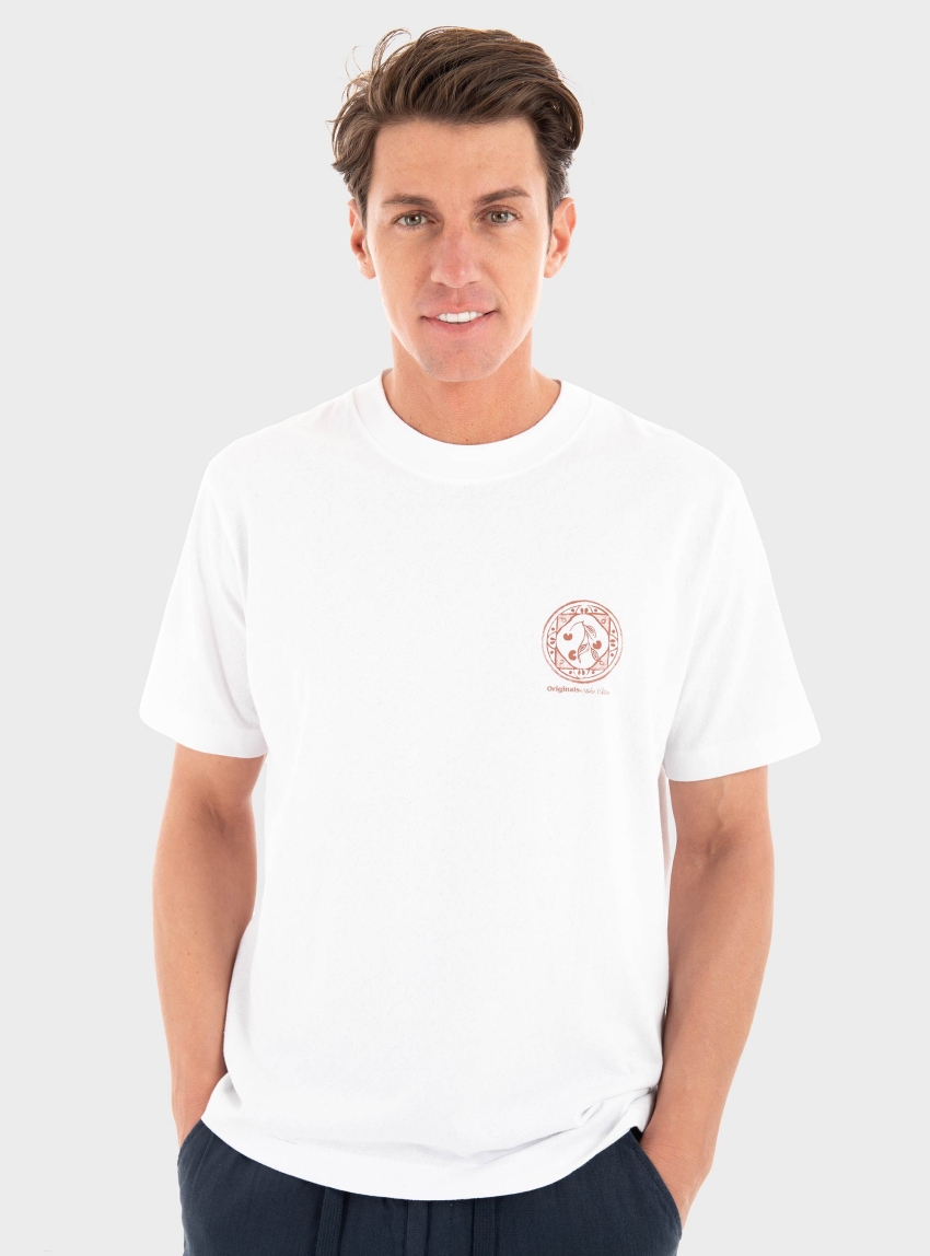 Jack & Jones Paros Relaxed Fit Chest Tee - White