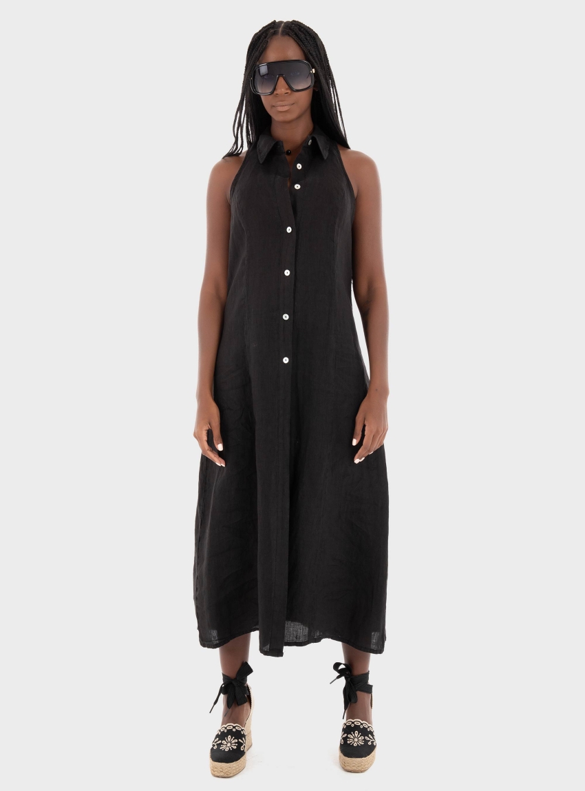 Black & Black  Shirt Dress - Black