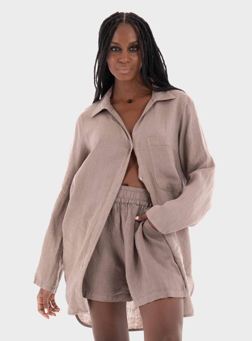 Black & Black  Shirt - Dark Beige