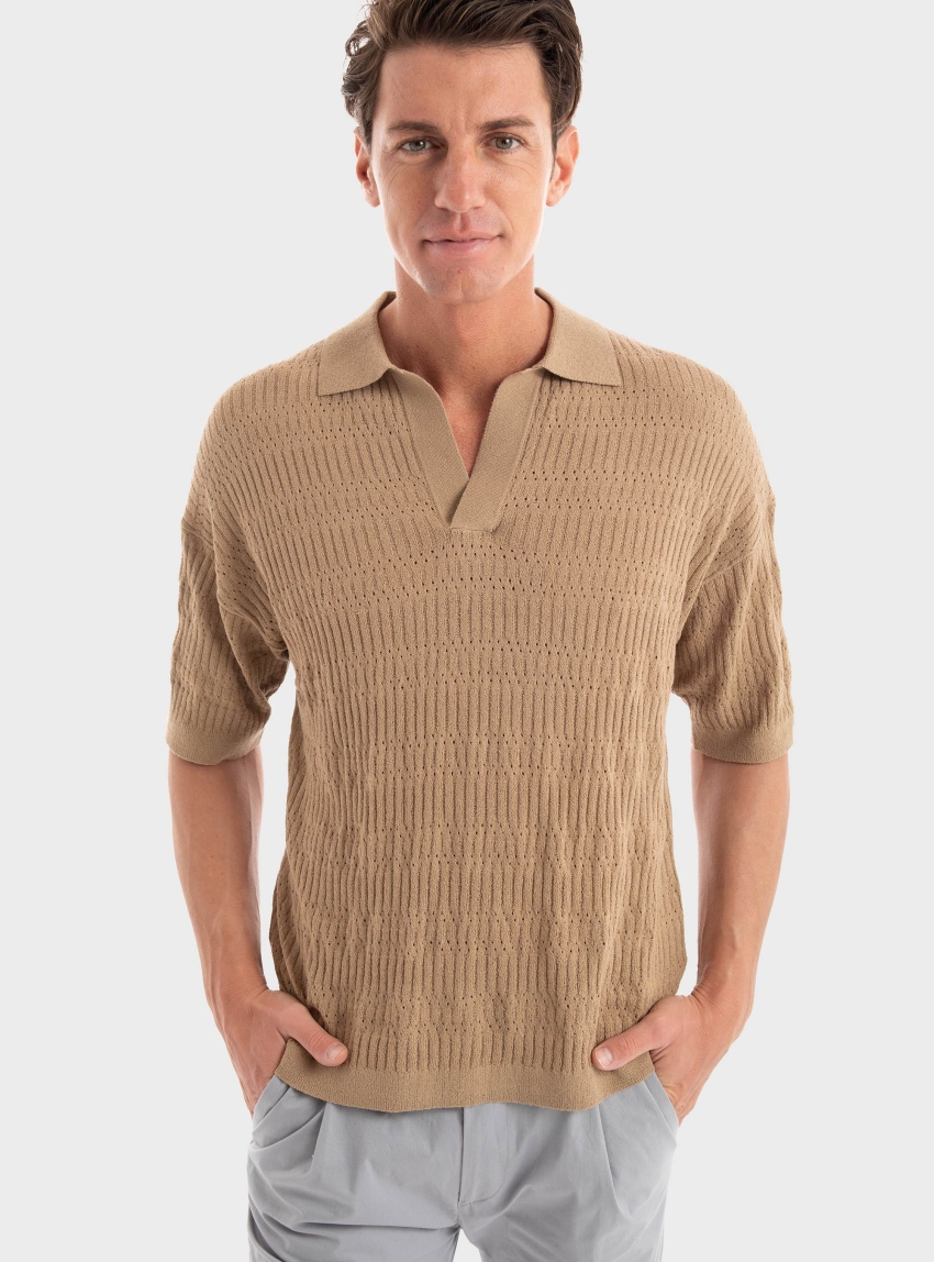 Drykorn Knitted Polo Shirt - Brown