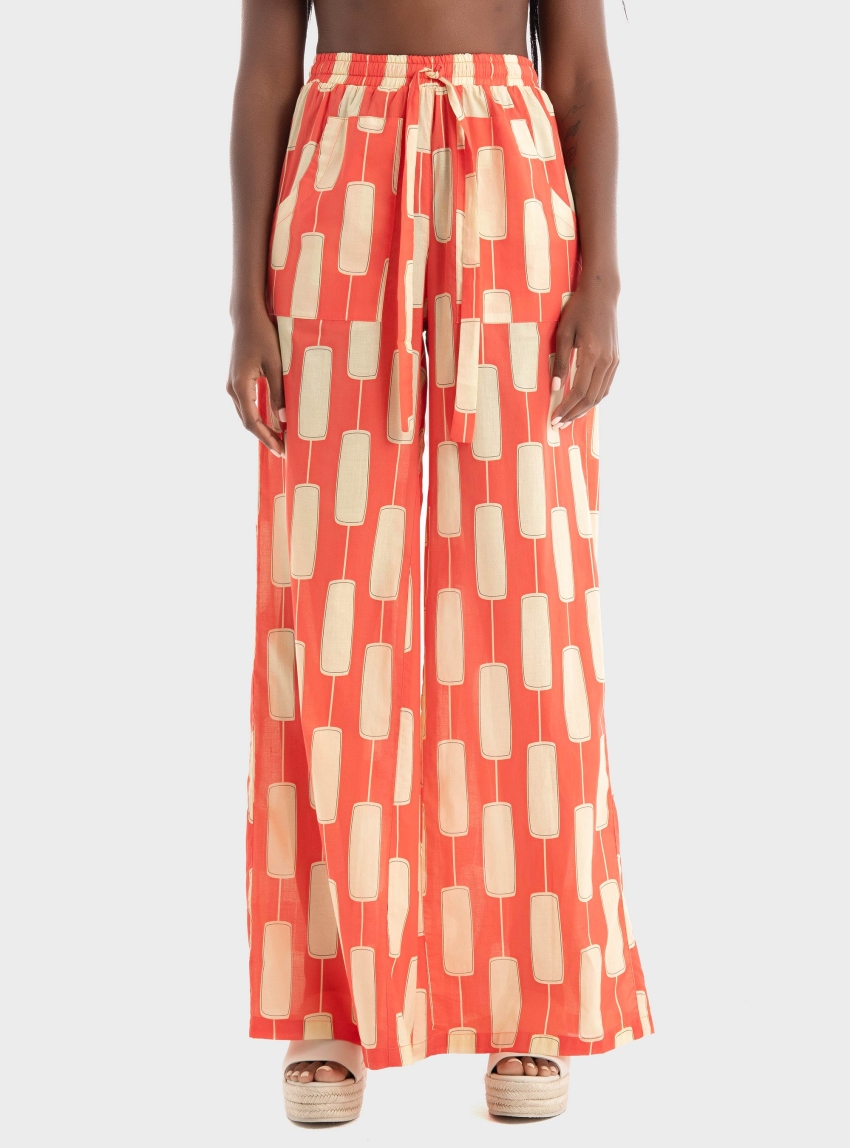 Black & Black  Pants - Orange Red