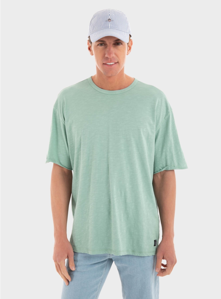 Dirty Laundry Oversized T-Shirt With Stitches - Pale Green