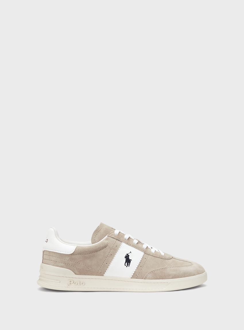 Polo Ralph Lauren Heritage Aera Suede Trainers - Ecru