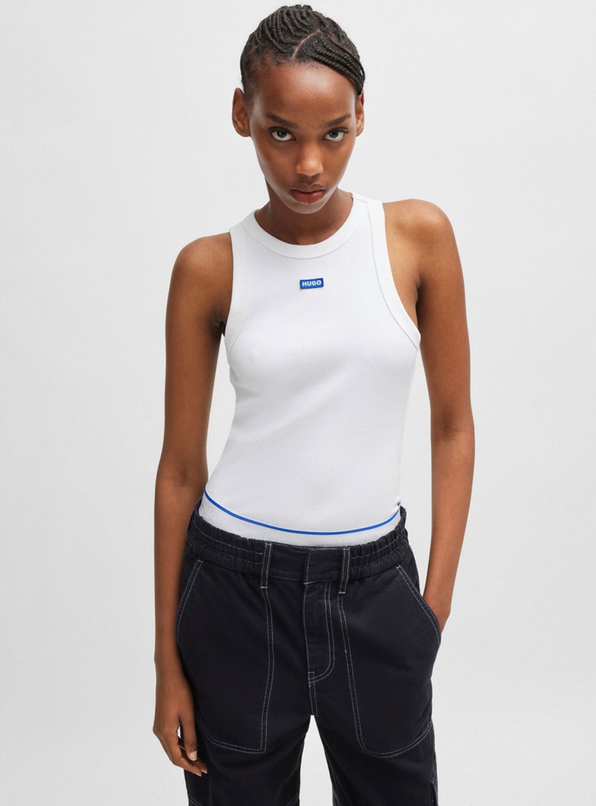 HUGO Slim Fit Logo Tank Top Easy Tank_B - White