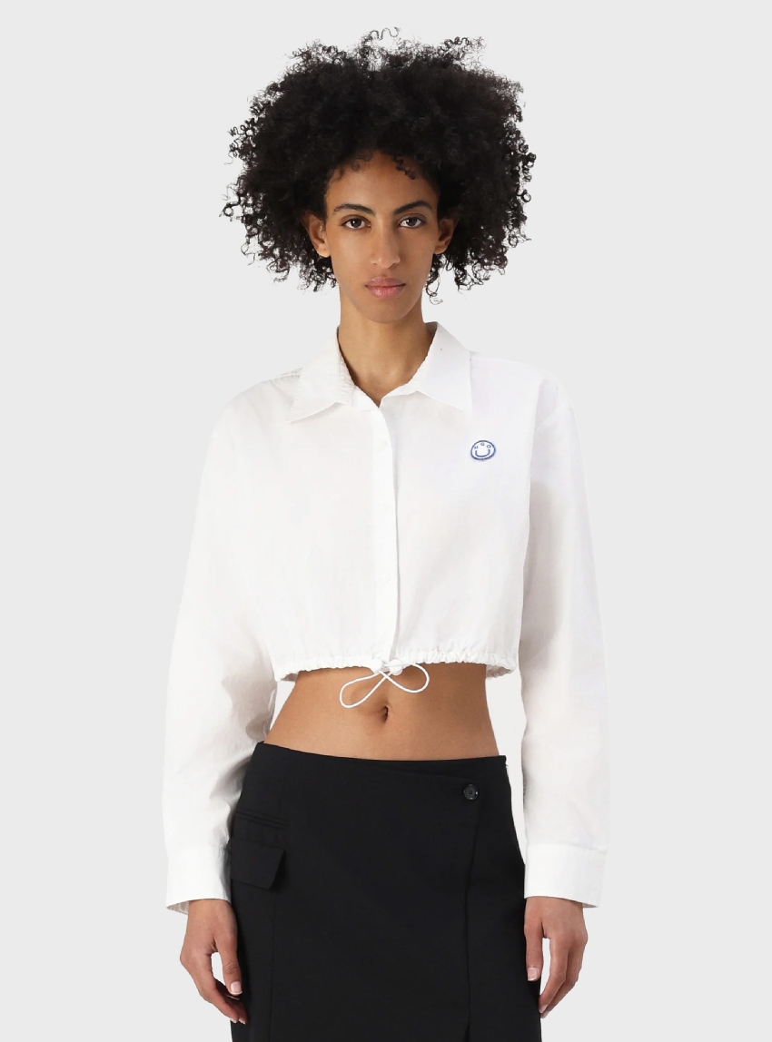 HUGO Relaxed Fit Cropped Shirt Emma_B - White
