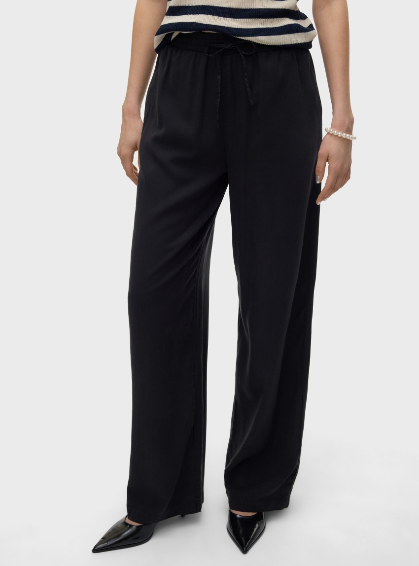 Vero Moda Bree High Waist Loose Tencel Pants - Black