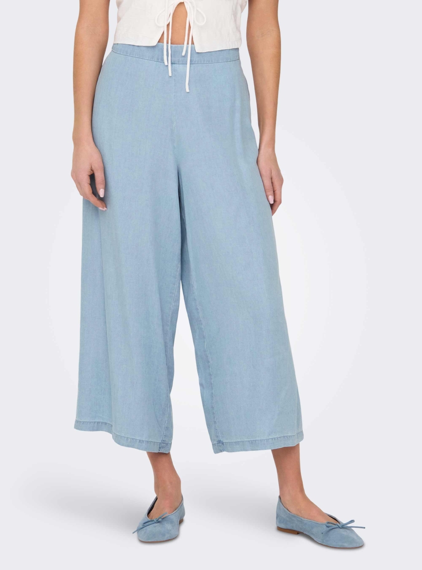Only Charis Long Culotte Pants - Light Aged Denim