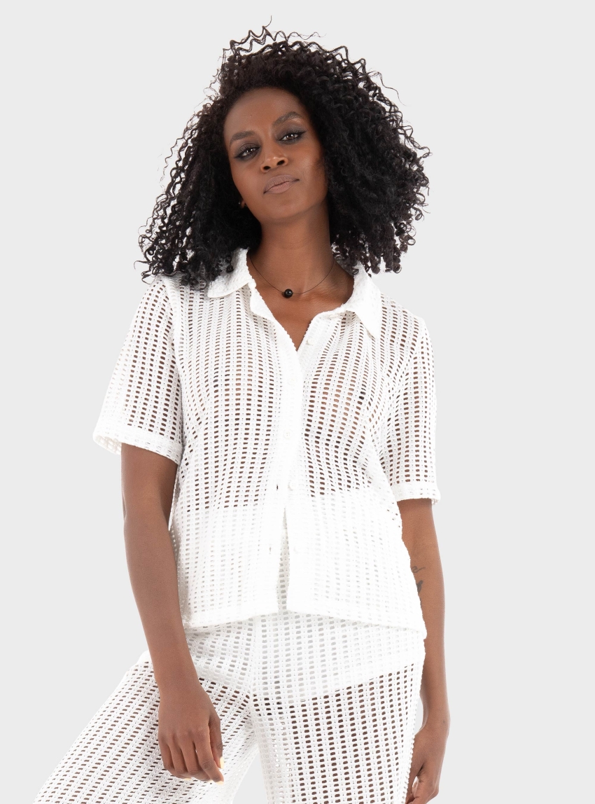 Only Freya Polo Cardigan - White
