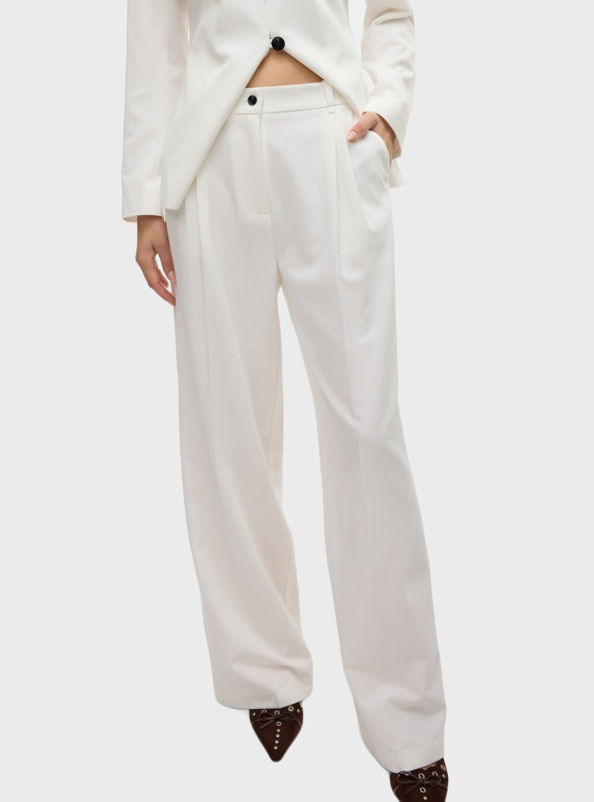 Vero Moda Passi High Waist Loose Straight Pants - White
