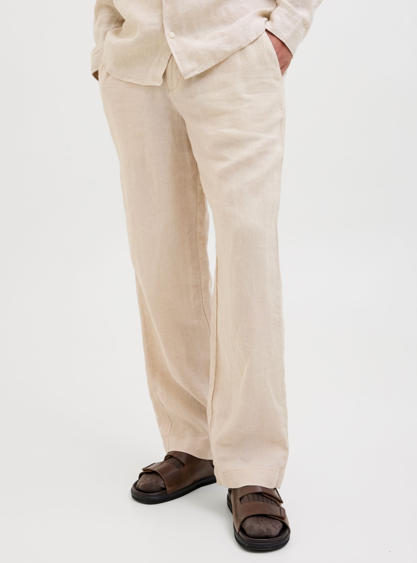 Jack & Jones Karl Lawrence Linen Chinos - Ecru