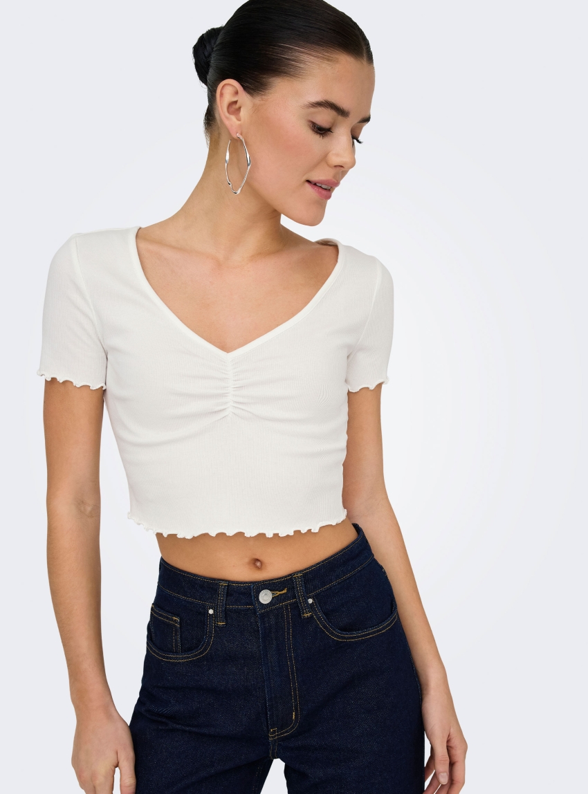 Only Betty V-Neck Top - White