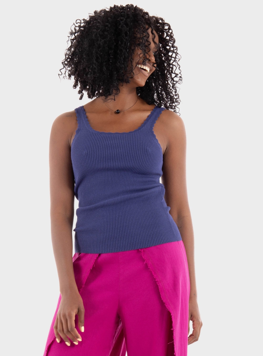 Only Gemma U-Neck Knitted Top - Blue