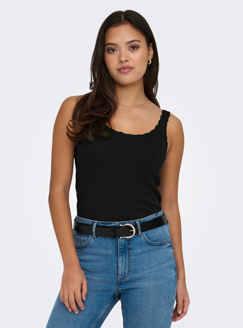 Only Gemma U-Neck Knitted Top - Black