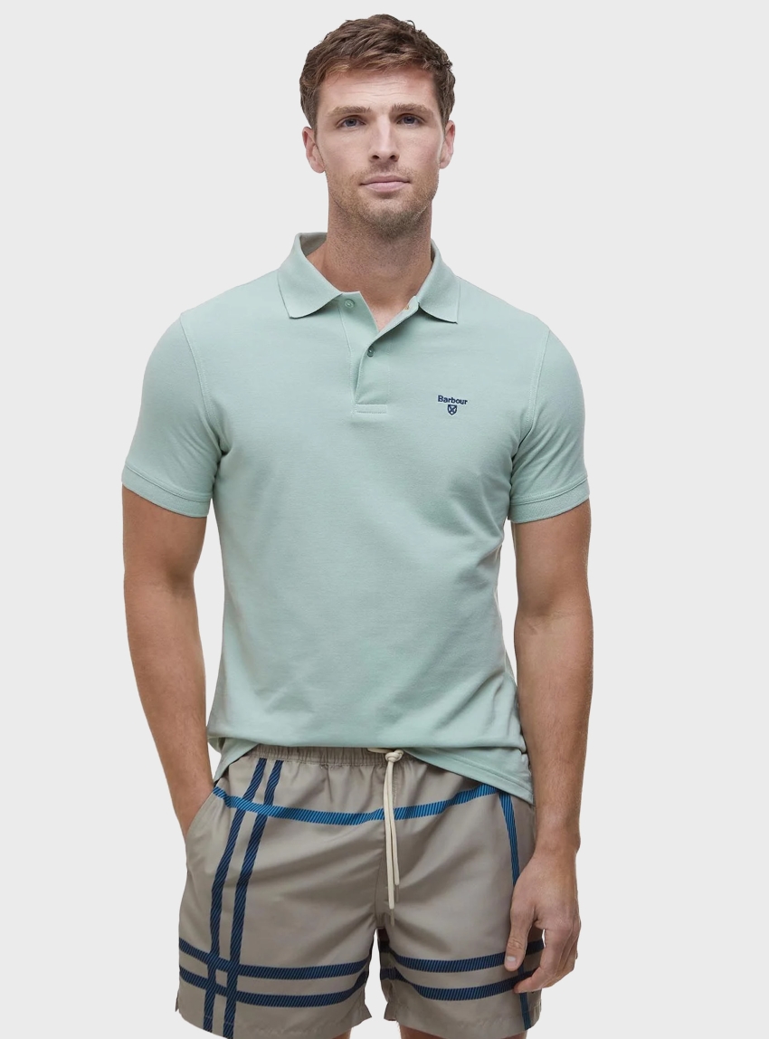 Barbour Lightweight Sports Polo Shirt - Light Aquamarine