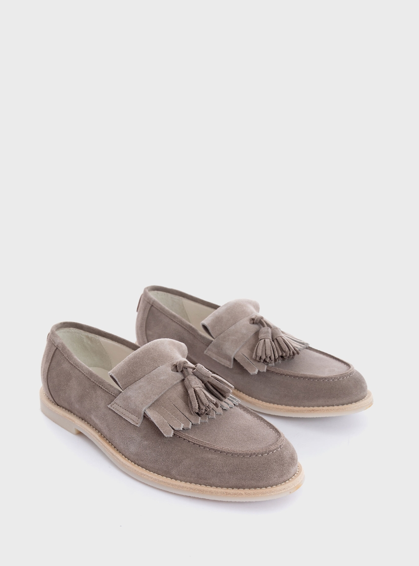 Per La Moda Fringed Loafers - Light Grey