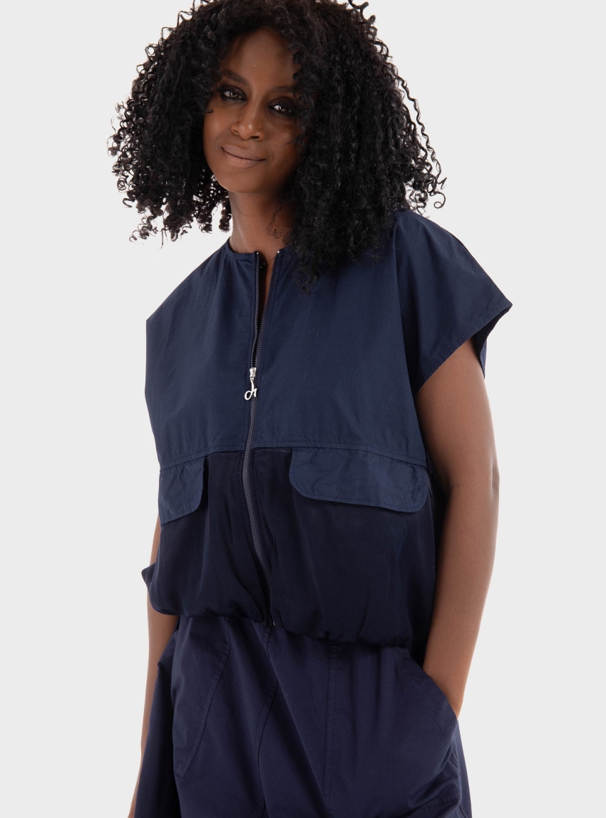 Deha Satin & Poplin Gilet - Blue