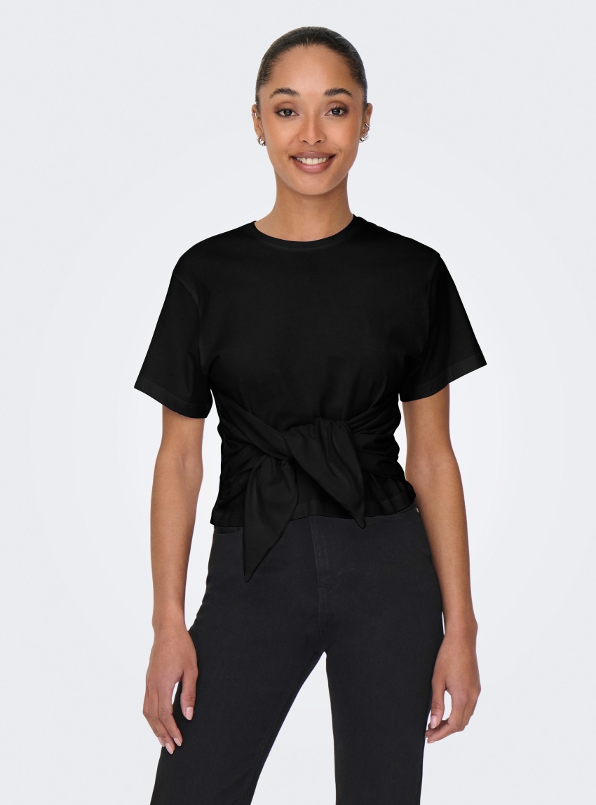 Only Will Tie Top - Black