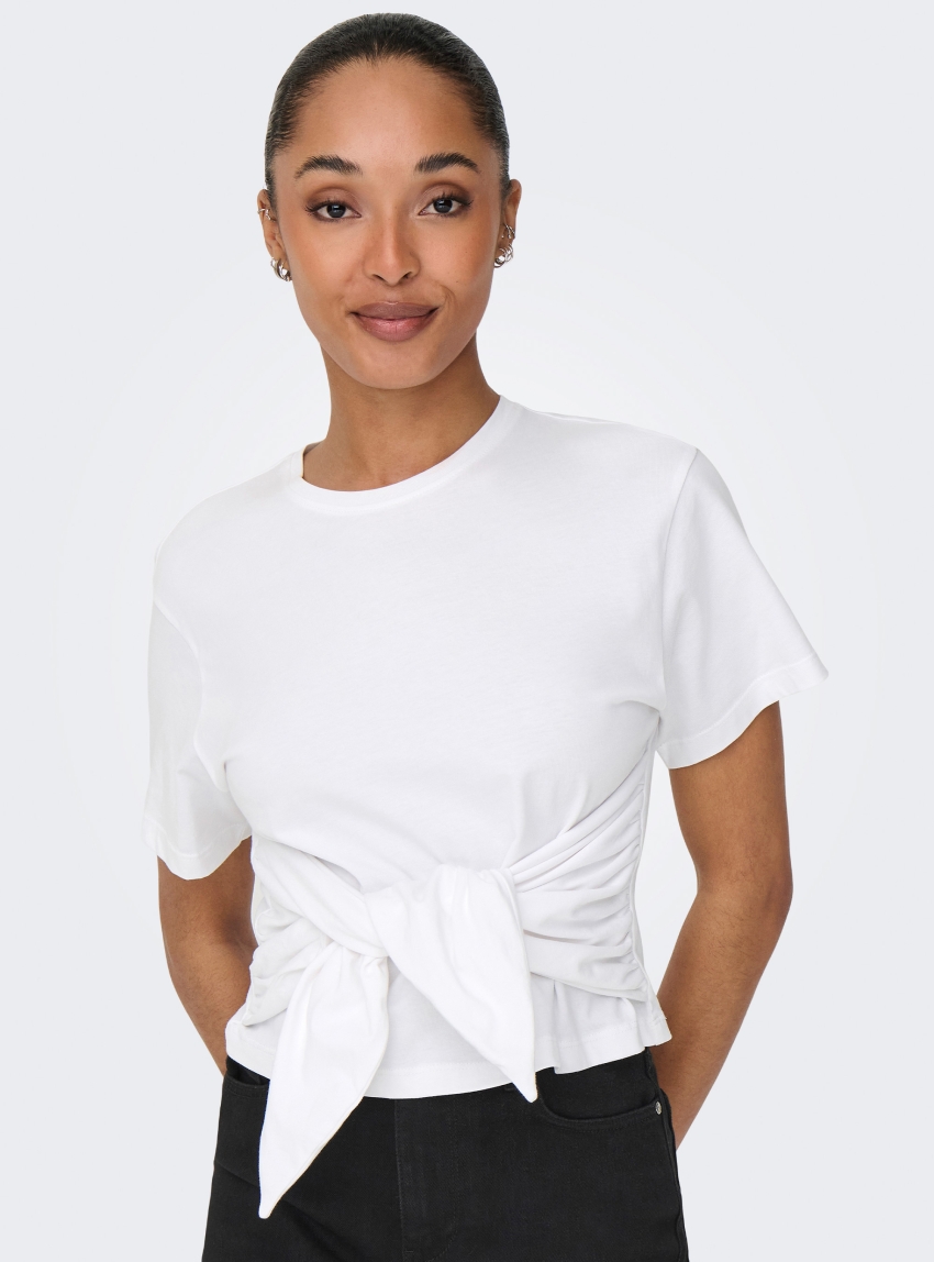 Only Will Tie Top - White