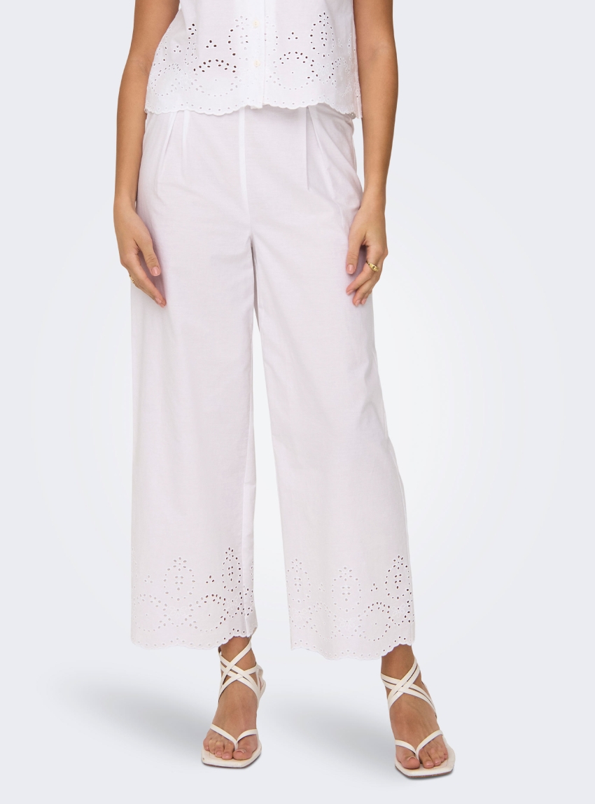 Only Roxanne High Waist Long Culotte Pants - White
