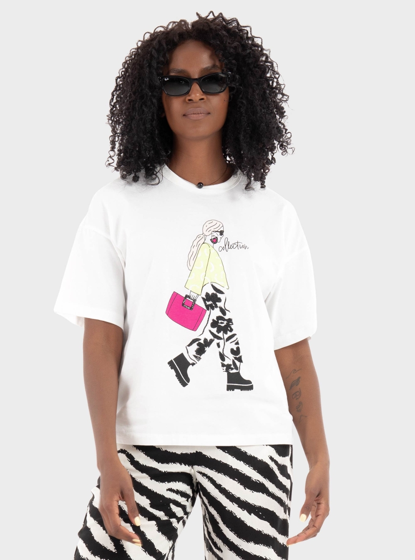 Only Tenna Girl T-Shirt - Multi Colors