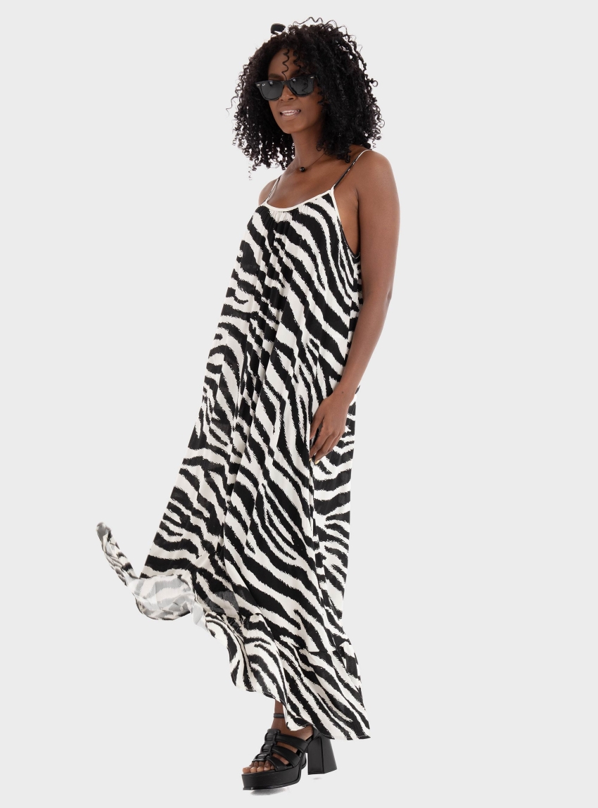 Vero Moda Easy Joy 7/8 Strap Dress - Zebra Print