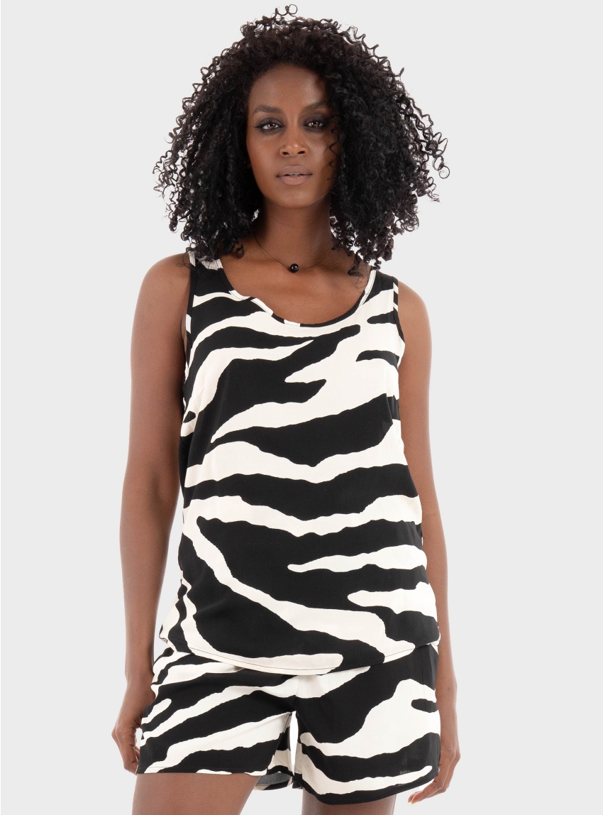 Only Nova Viscose Sleeveless Top - Zebra Print