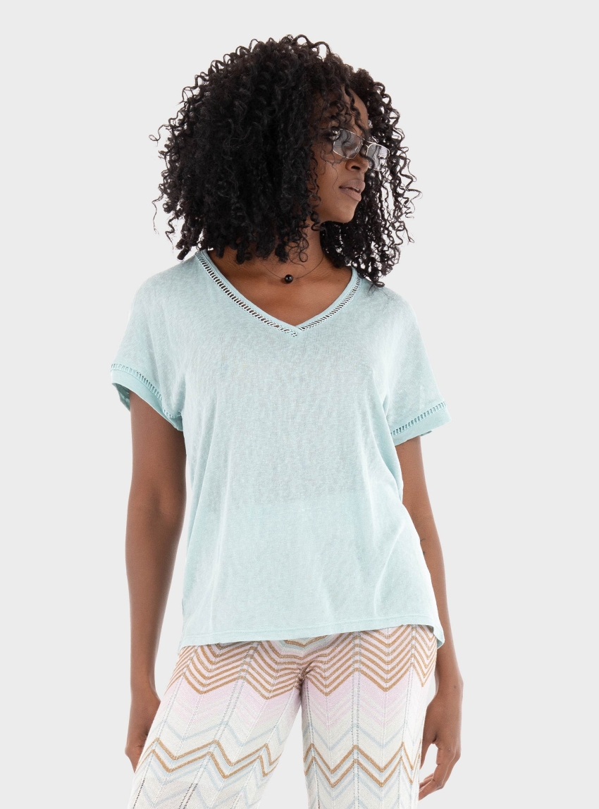 Only Penny V-Neck Top - Light Blue