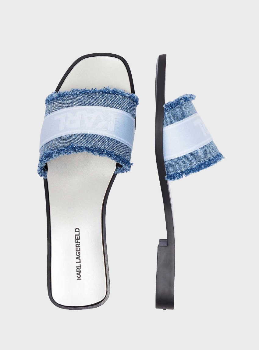 Karl Lagerfeld Skoot Ii Border Slides - Light Aged Denim
