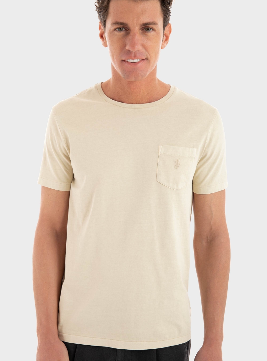Polo Ralph Lauren Custom Slim Mineral-Dyed Pocket T-Shirt - Natural