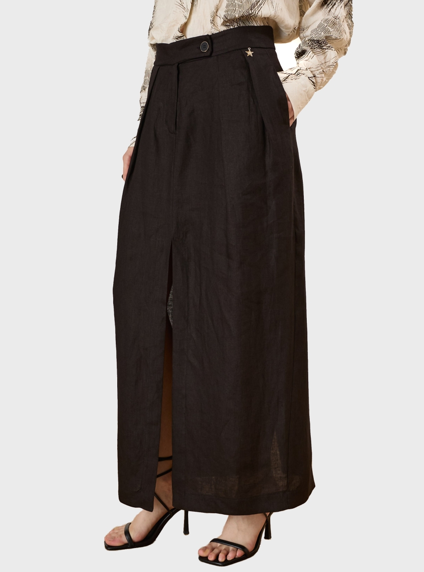 Souvenir Linen Skirt - Black