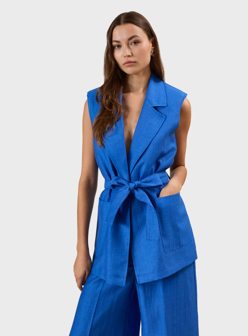 Souvenir Linen Blend Blazer - Royal Blue