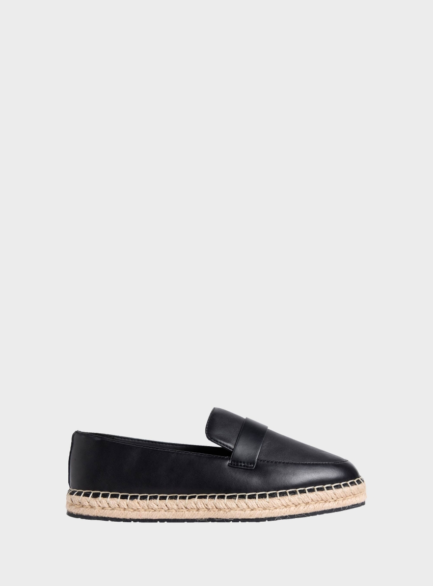 Calvin Klein Leather Espadrille Loafers - Black