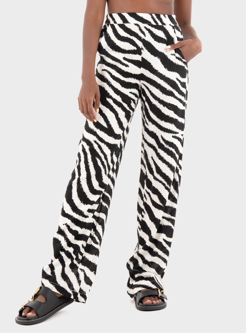 Vero Moda Easy Joy Hw Wide Pants Wvn Ga - Zebra Print