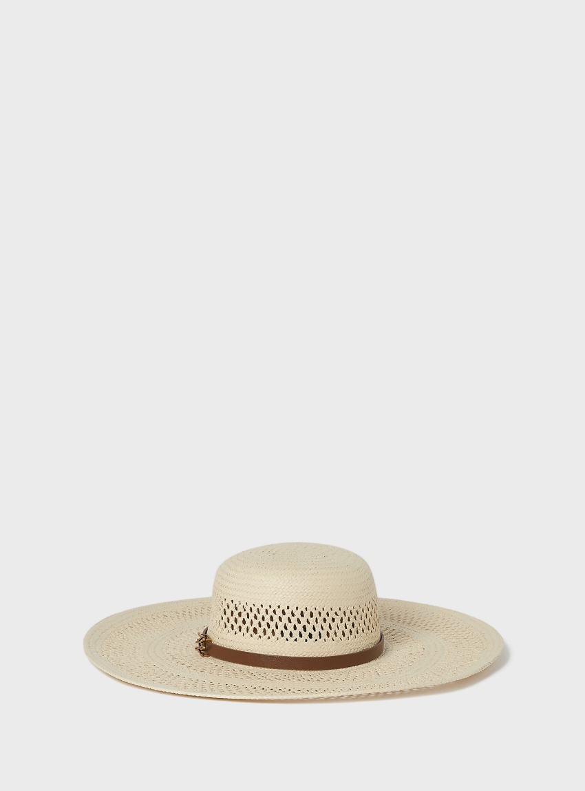 Karl Lagerfeld K/Autograph Belt Straw Hat - Natural
