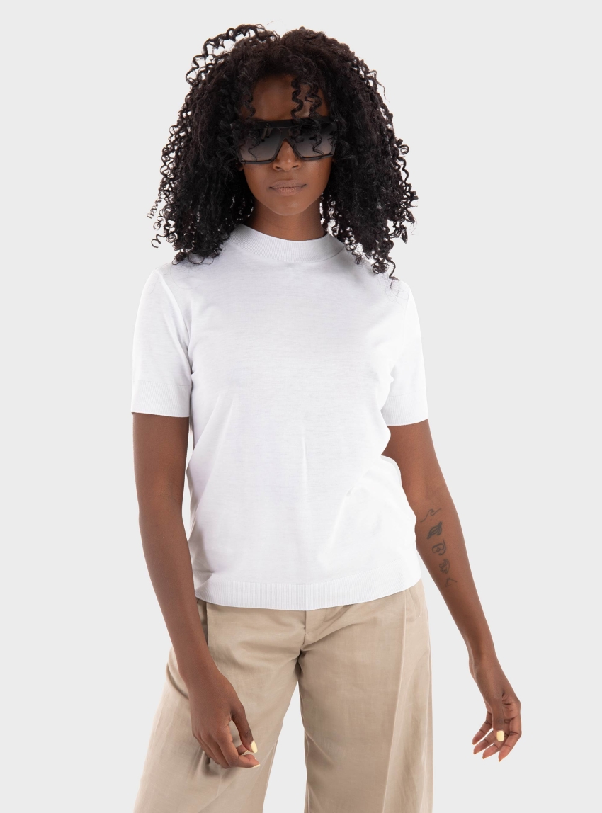 Calvin Klein Lyocell Mock Neck T-shirt - White