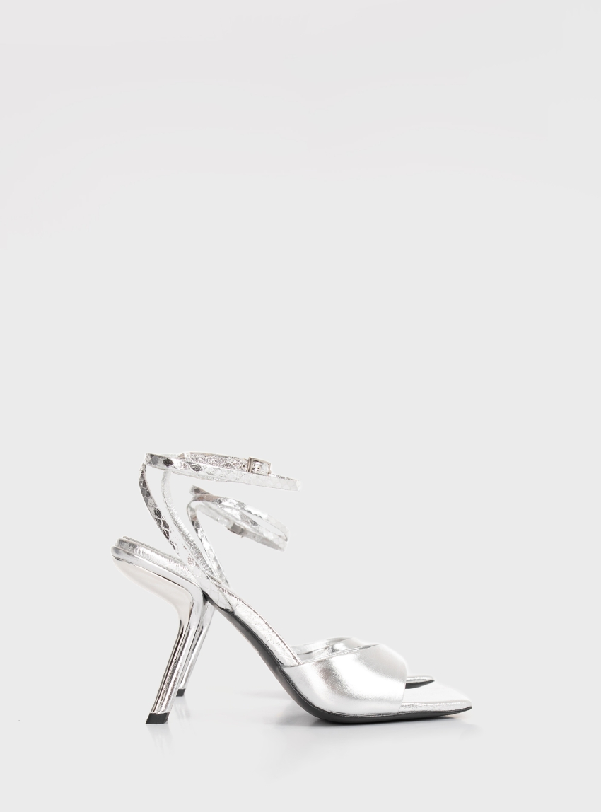 Jeffrey Campbell Run It Heel Sandals - Silver