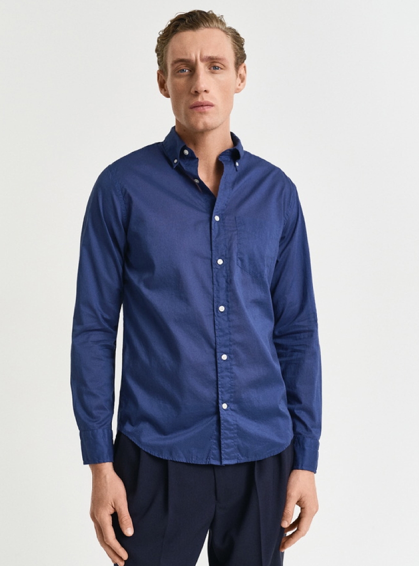 Gant Regular Fit Linen Shirt - Blue