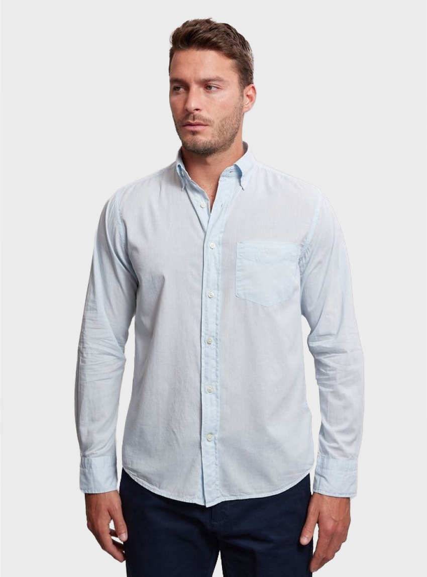 Gant Regular Fit Linen Shirt - Light Blue