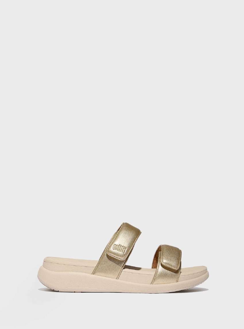 Fitflop F-MODE GO Adjustable Two-Bar Slides - Gold