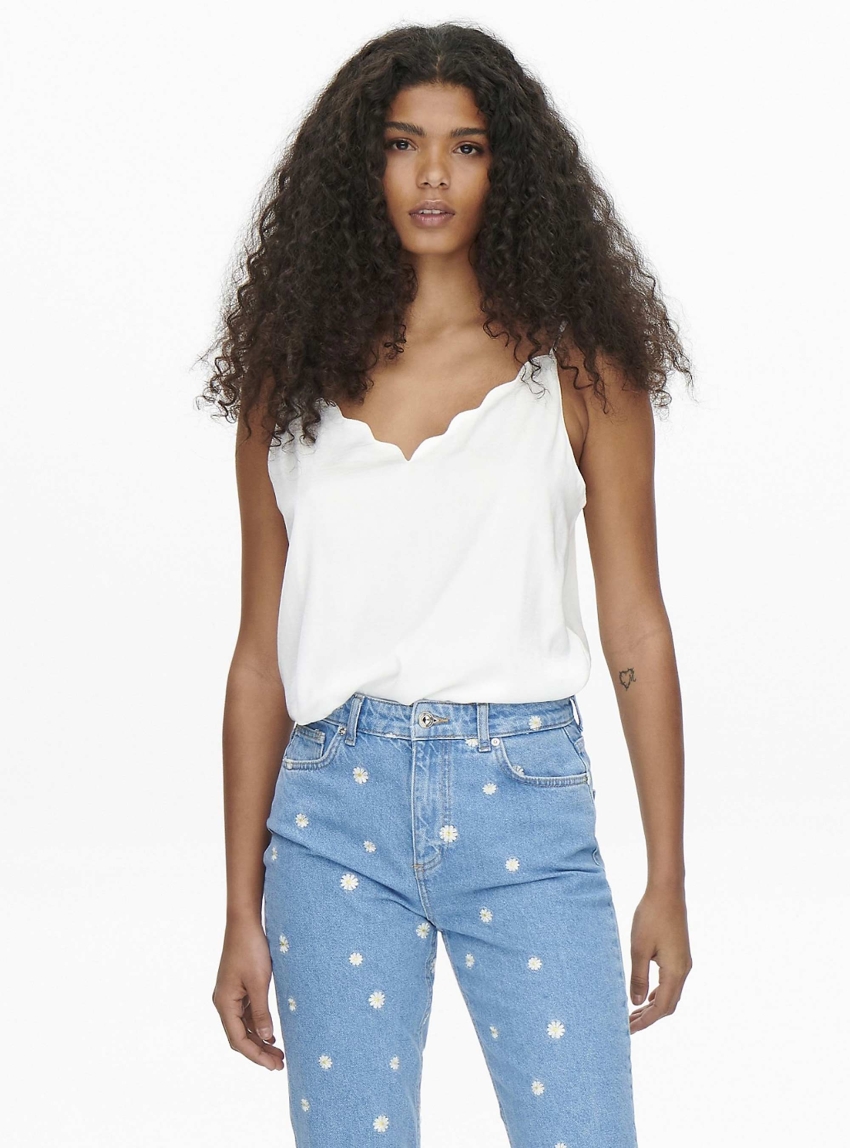 Only Debbie Singlet Top - White