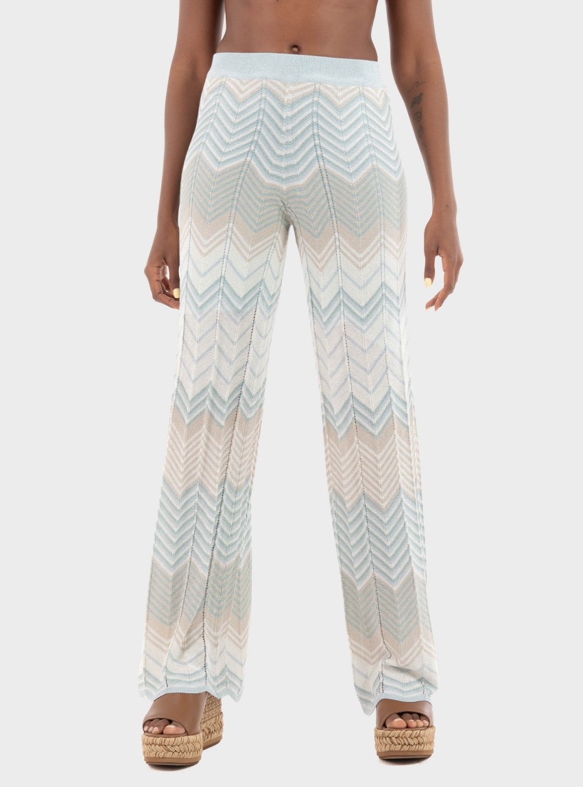Only Alvira Mid Waist Glitter Pants - Light Blue