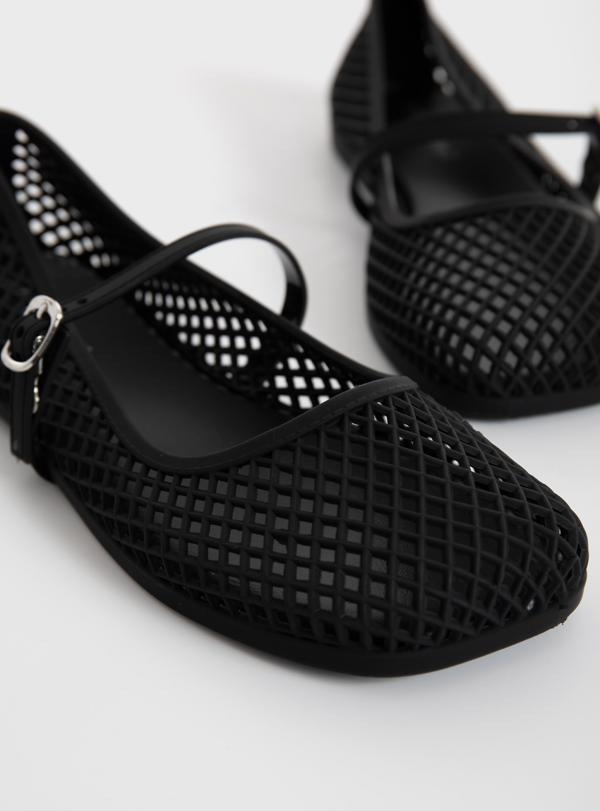 Jeffrey Campbell Jellies Breze Strap Flats - Black