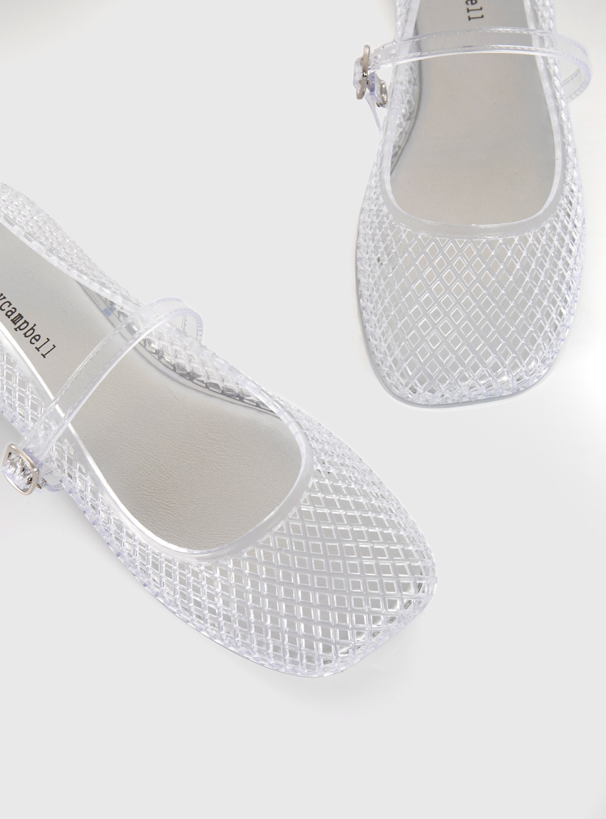 Jeffrey Campbell Jellies Breze Strap Flats - Clear