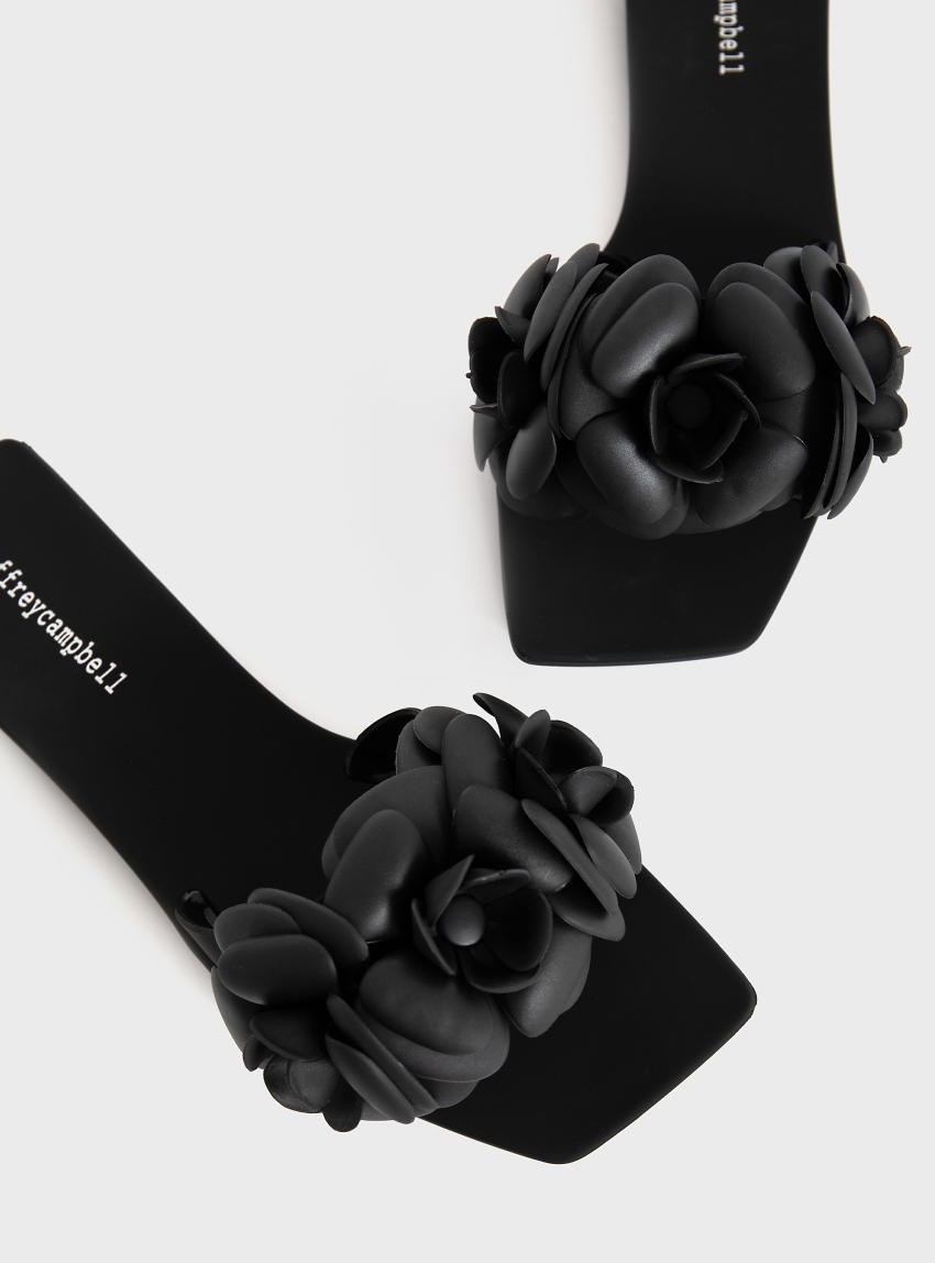 Jeffrey Campbell Jellies Floralee Sandals - Black