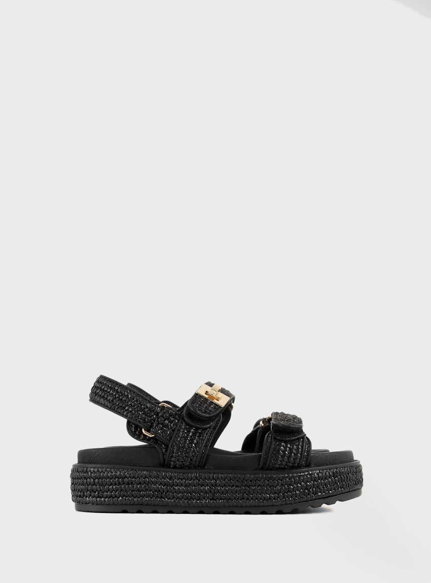 Steve Madden Bigmona Plastic Raffia Sandals - Black